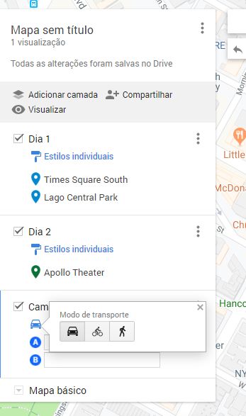 Tipo de Rota Google My Maps