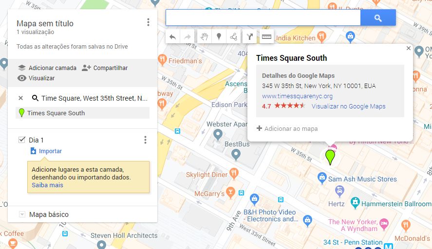 Incluir POI por nome no Google My Maps